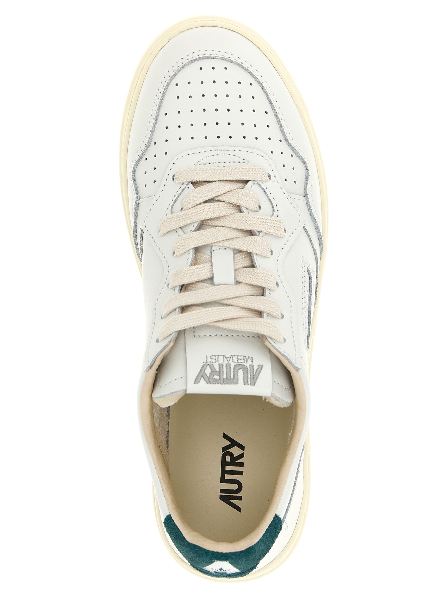 Sneakers by Autry for men in bos taurus cowhide leather bicolour, green & teal features an fashionable silhouette, showcasing the premium Men's Low Top Bos Taurus Cowhide Leather Sneakers in a fashionable low-top style that offers a fashionable finish for refined style.