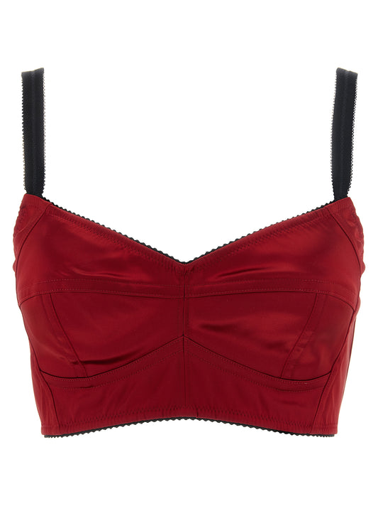 Tank Top by Dolce & Gabbana for women in stretch polyamide satin black, multicolor & red showcases a perennial silhouette, artfully detailed with a sleeveless design and a perennial .