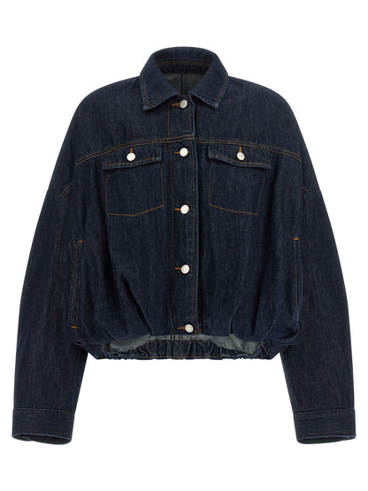 Trucker Jacket by Dries Van Noten for women in denim cotton blue, indigo & silver features a city-ready silhouette, detailed with pockets and a city-ready .