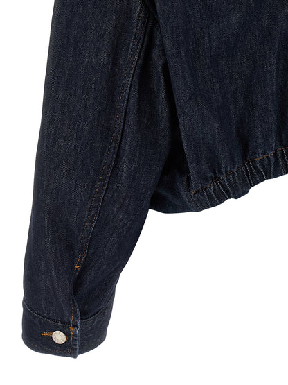 Trucker Jacket by Dries Van Noten for women in denim cotton blue, indigo & silver features an contemporary silhouette, showcasing a sophisticated and contemporary pockets for a truly refined look.