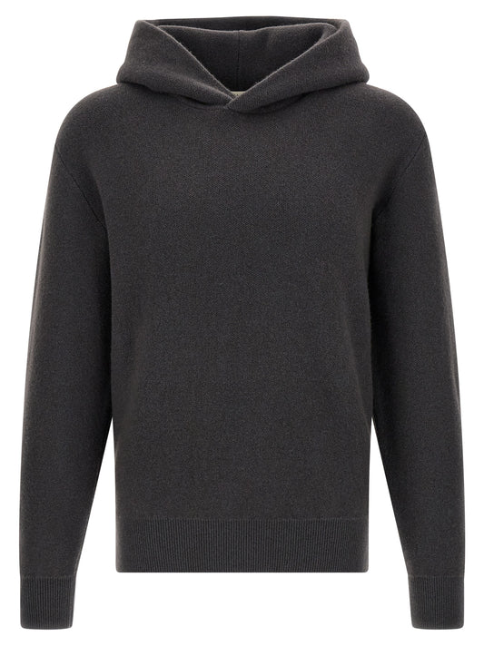 Hooded Cardigan by Lemaire for men in cashmere gray features a dramatic silhouette, showcasing a sophisticated hooded neckline and dramatic detail for a timeless, premium look.