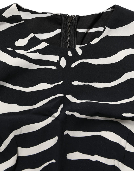 Dolce & Gabbana Black White Zebra Sleeveless Cropped Tank Top