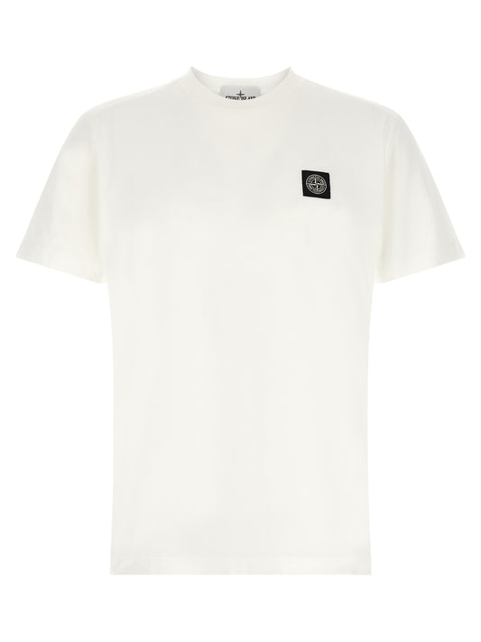 T-Shirt by Stone Island for men in cotton white features an on trend silhouette, perfectly showcasing a on trend short-sleeve and for an elevated aesthetic.