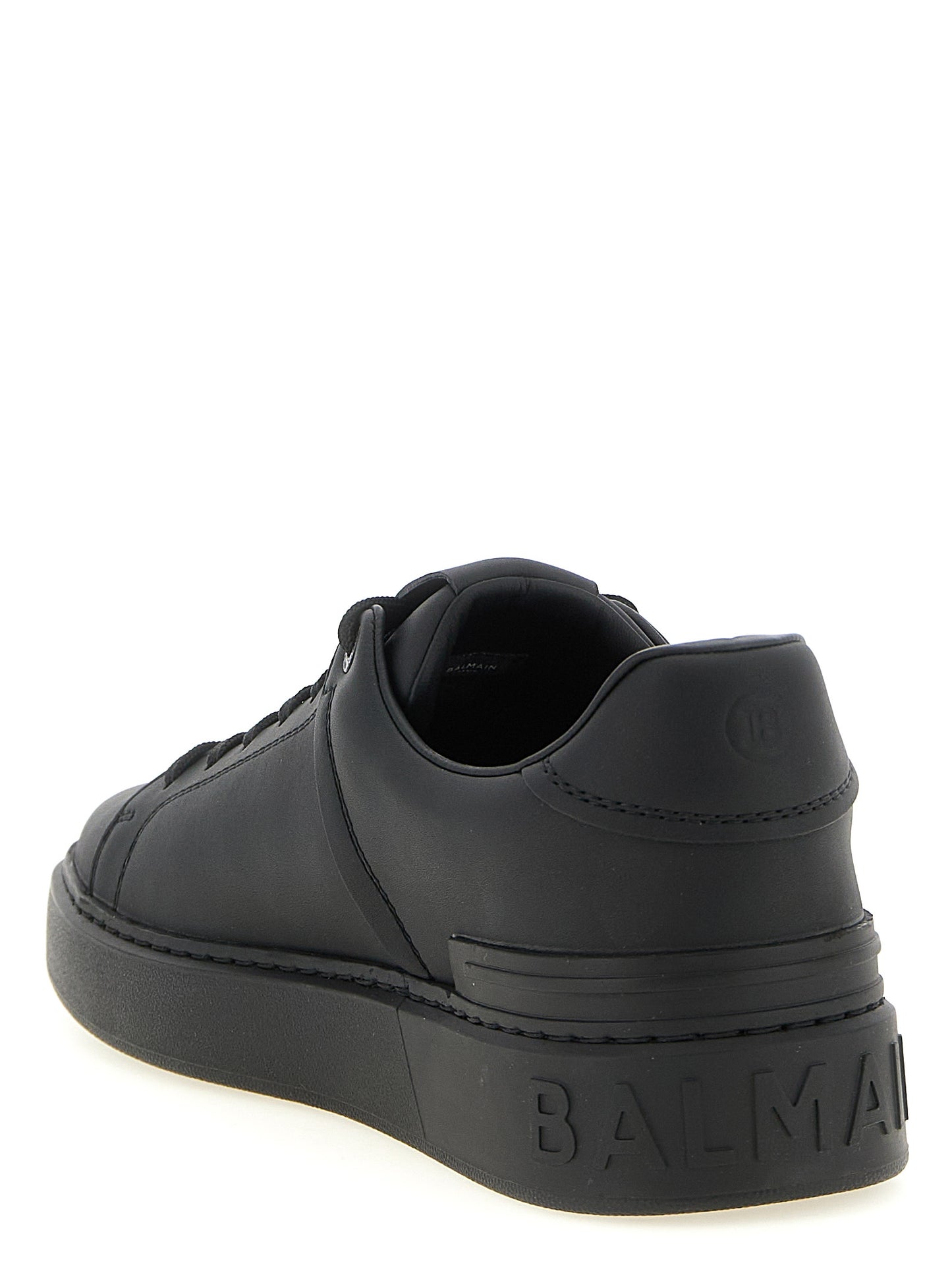 Sneakers by Balmain for men in bos taurus calfskin leather black, signature & monogram features an fashionable silhouette, showcasing the premium Men's Low Top Bos Taurus Calfskin Leather Sneakers in a fashionable low-top style that offers a fashionable finish for refined style.