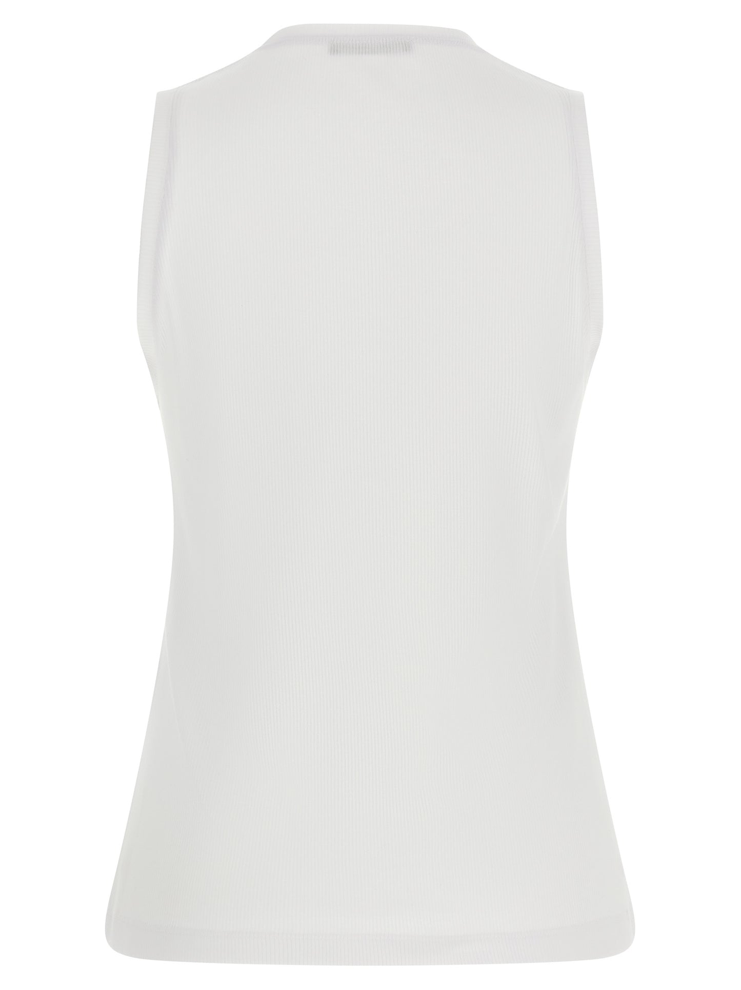Balmain White Cotton Sleeveles T-Shirt