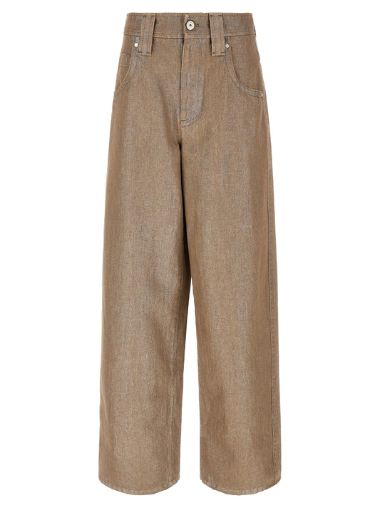 Jeans by Brunello Cucinelli for women in denim cotton beige features a refined silhouette with a refined relaxed-fit & wide, defined by a and a refined long for a refined finish.
