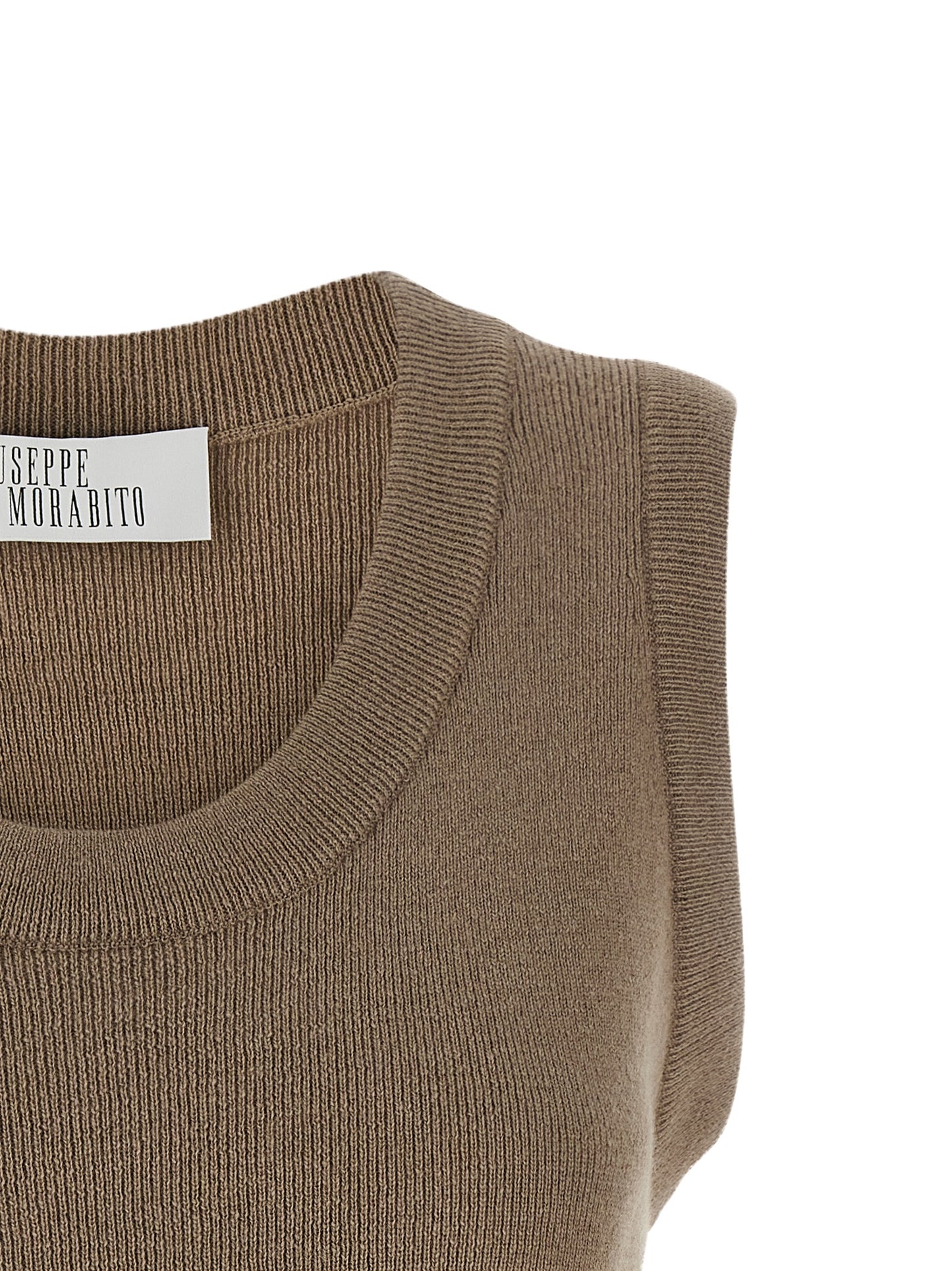 Giuseppe Di Morabito Beige Virgin Wool Sleeveles T-Shirt