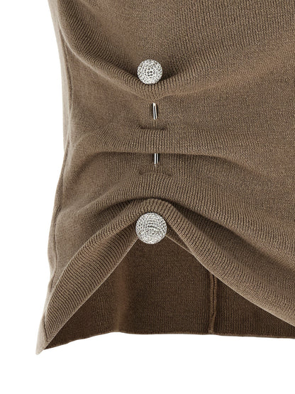Giuseppe Di Morabito Beige Virgin Wool Sleeveles T-Shirt