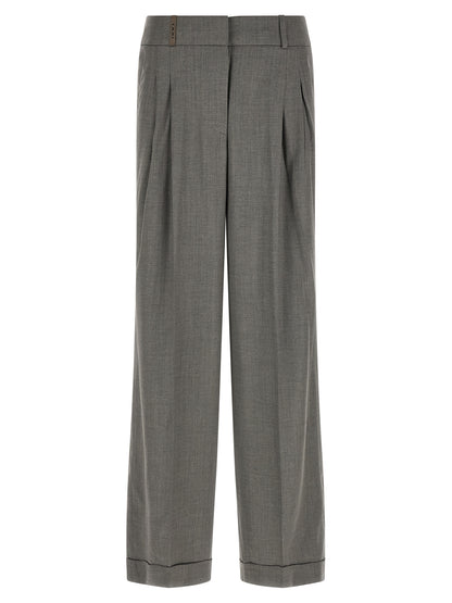 Peserico Gray Virgin Wool Casual Pants