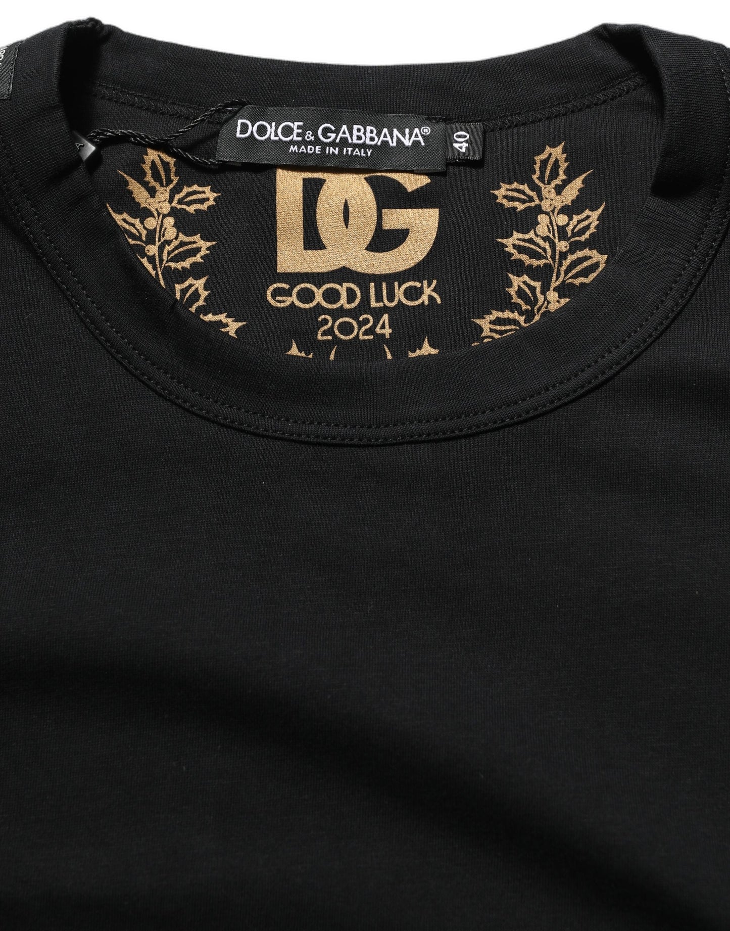 Dolce & Gabbana Black Cotton Crew Neck Short Sleeves T-shirt