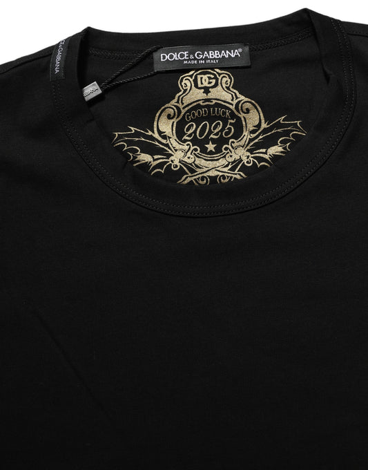 Dolce & Gabbana Black Cotton Crew Neck Short Sleeves T-shirt