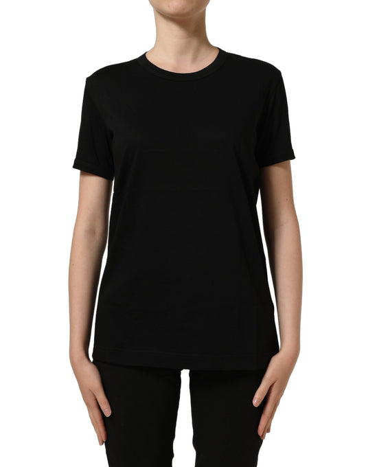 Dolce & Gabbana Women's Straight Short-Sleeve Crew Neck Cotton T-Shirt - Black