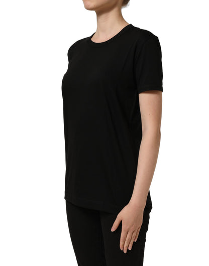 Dolce & Gabbana Women's Straight Short-Sleeve Crew Neck Cotton T-Shirt - Black