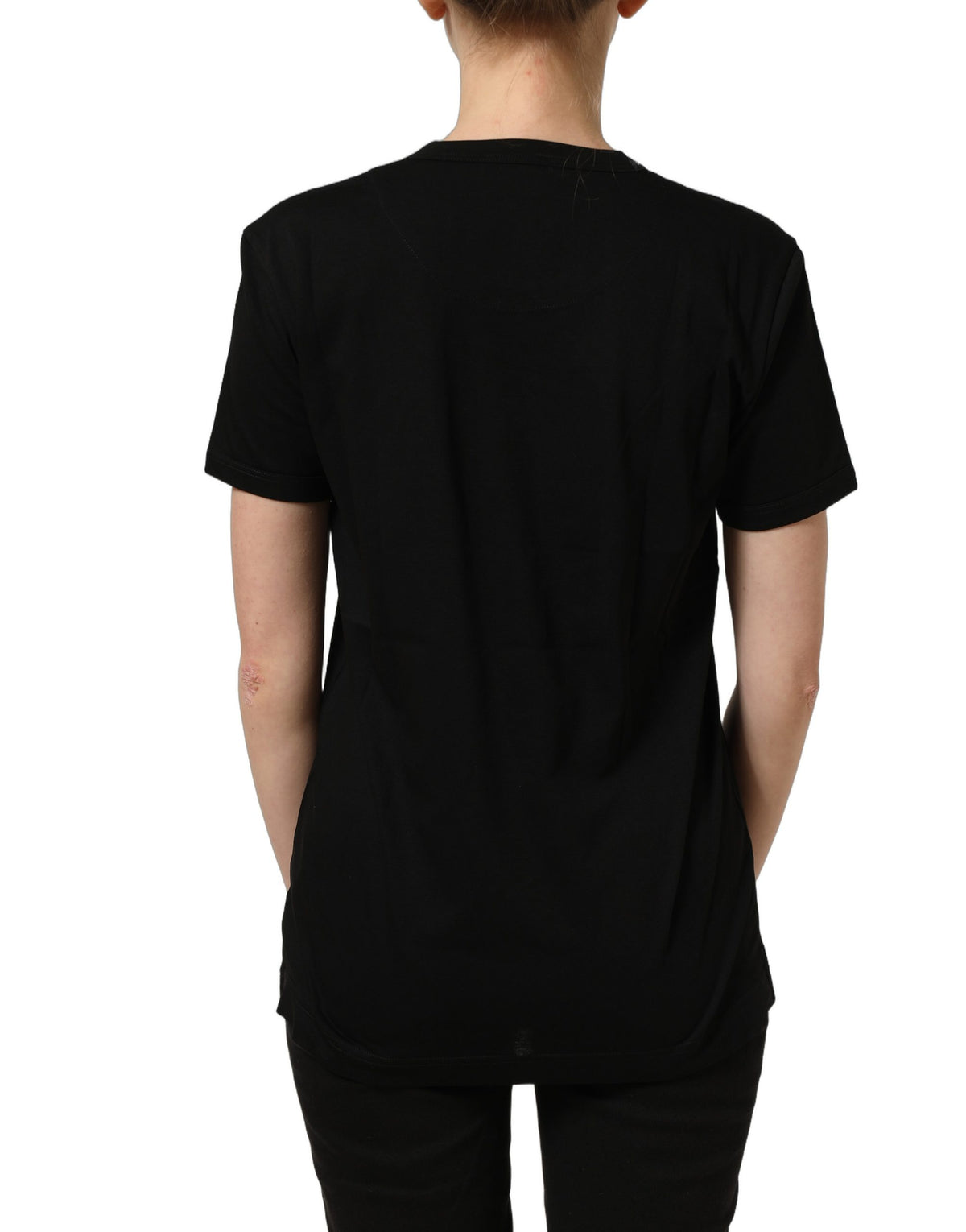 Dolce & Gabbana Women's Straight Short-Sleeve Crew Neck Cotton T-Shirt - Black
