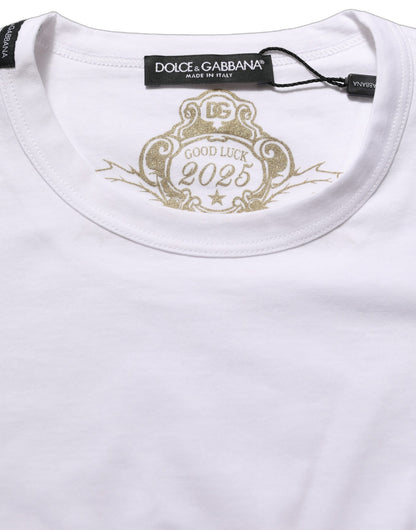 Dolce & Gabbana Women's Straight Short-Sleeve Crew Neck Cotton T-Shirt - White