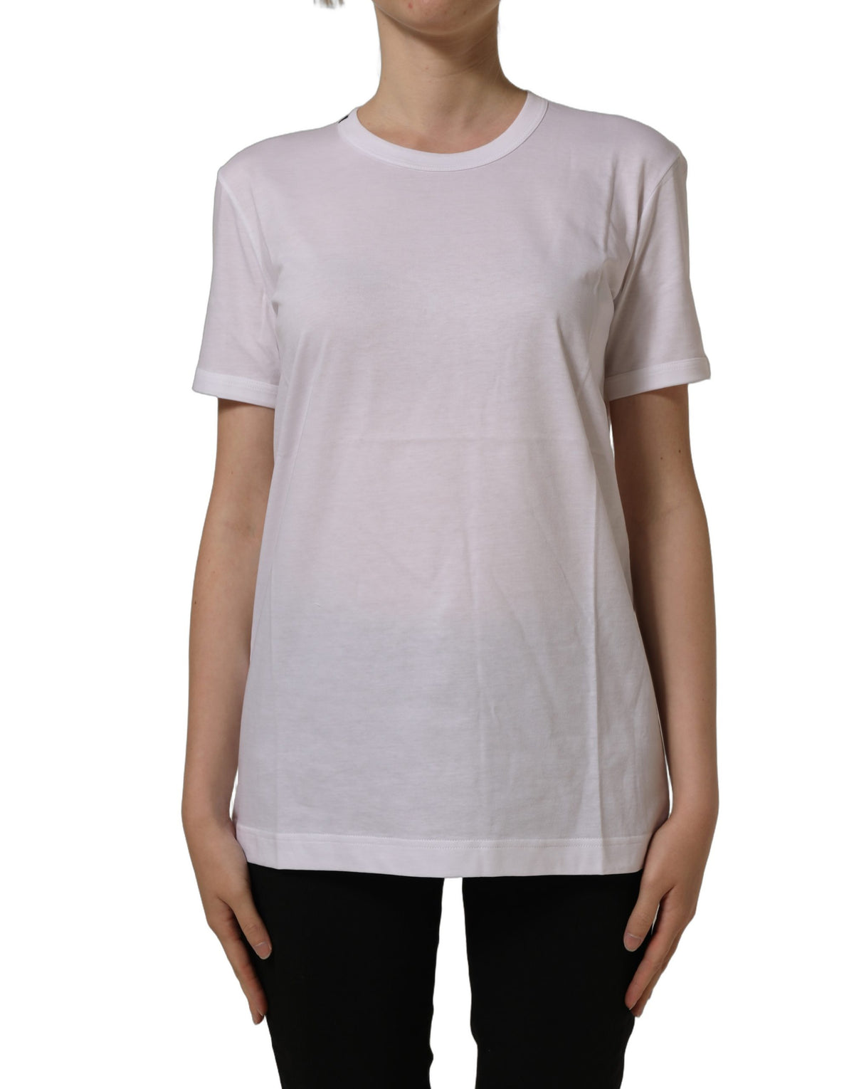 Dolce & Gabbana Women's Straight Short-Sleeve Crew Neck Cotton T-Shirt - White
