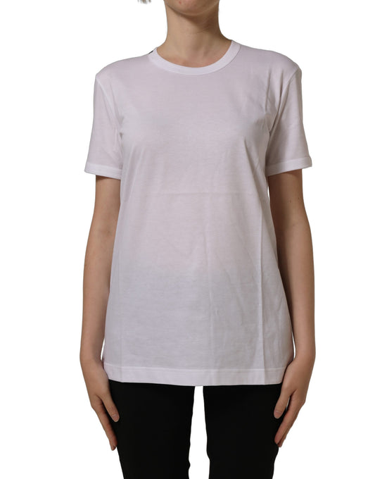 Dolce & Gabbana Women's Straight Short-Sleeve Crew Neck Cotton T-Shirt - White