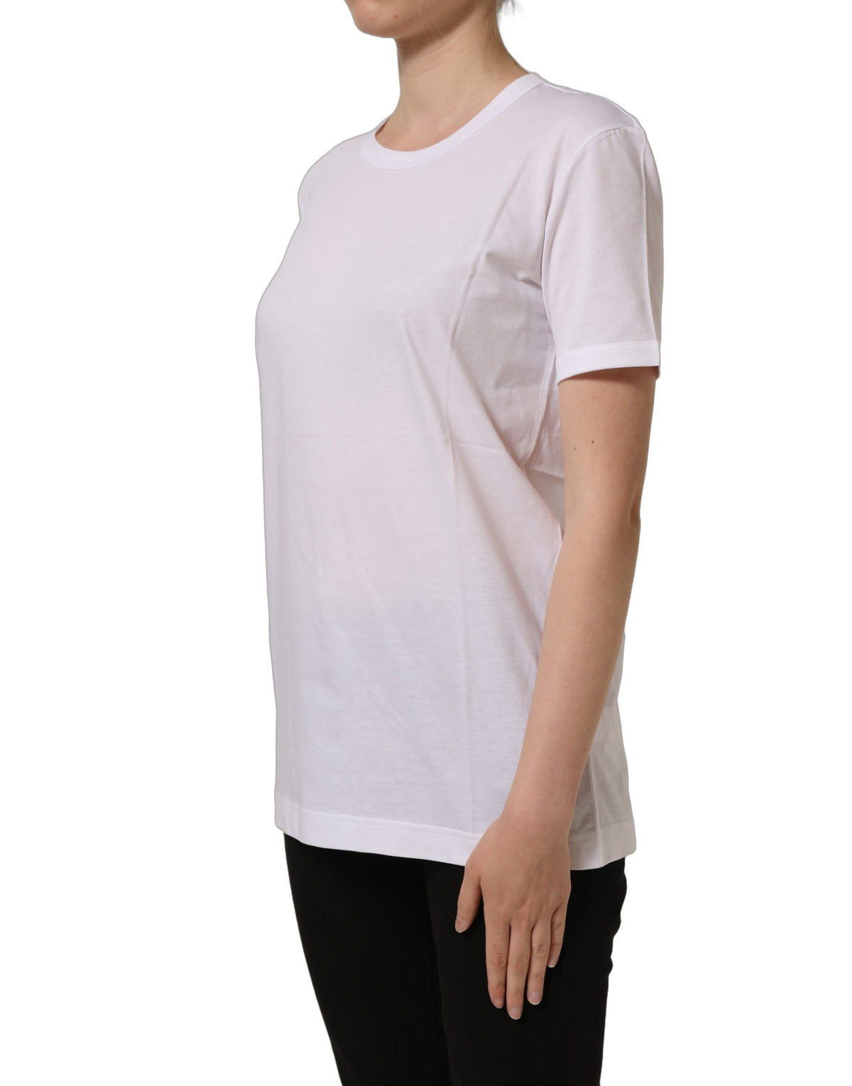 Dolce & Gabbana Women's Straight Short-Sleeve Crew Neck Cotton T-Shirt - White