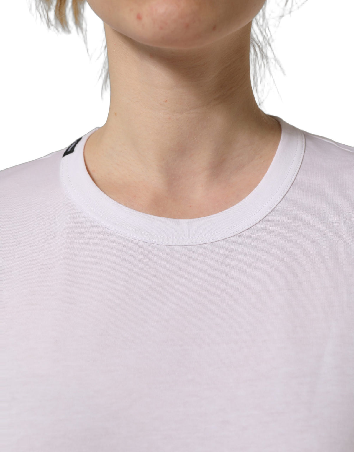 Dolce & Gabbana Women's Straight Short-Sleeve Crew Neck Cotton T-Shirt - White