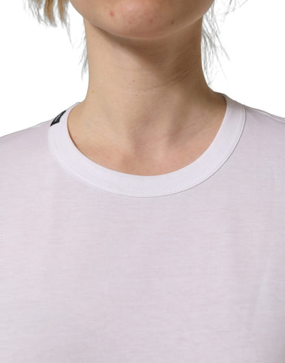 Dolce & Gabbana Women's Straight Short-Sleeve Crew Neck Cotton T-Shirt - White