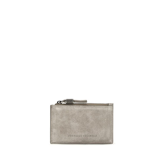 Brunello Cucinelli Gray Calf Leather Bos Taurus Wallet