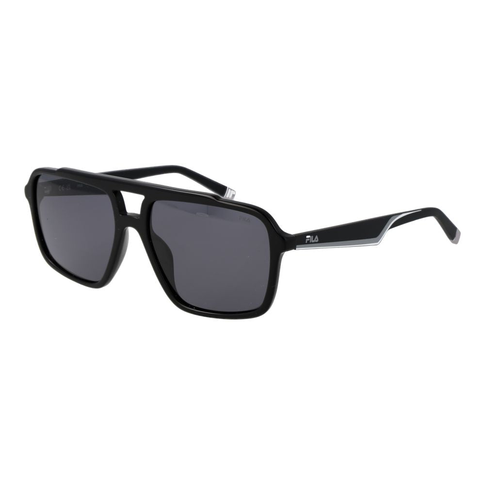 Sunglasses by Fila for unisex in plastic black features an timeless aviator full-rim frame design with black coloured frame frames and polarized category-3-dark-tint lens for a timeless finish.