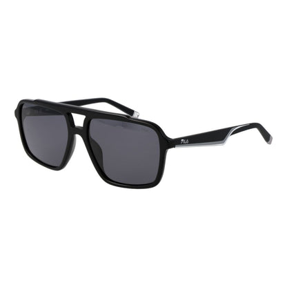Sunglasses by Fila for unisex in plastic black features an timeless aviator full-rim frame design with black coloured frame frames and polarized category-3-dark-tint lens for a timeless finish.