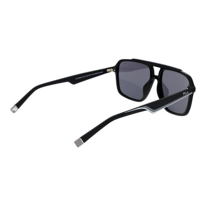 Sunglasses by Fila for unisex in plastic black showcases a ethereal silhouette, featuring black coloured frame aviator full-rim frame design with polarized category-3-dark-tint lens for a ethereal finish.