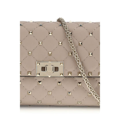 Quilted Shoulder Bag by Valentino Garavani for women in bos taurus nappa leather beige, patterned & signature features an effortlessly chic silhouette with a secure , ample cardholder, and versatile shoulder-strap for effortlessly chic everyday luxury.