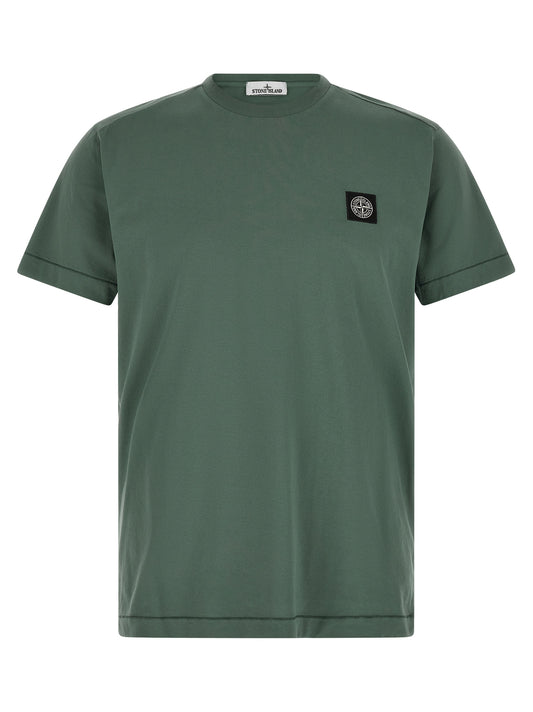 T-Shirt by Stone Island for men in cotton bicolour & green showcases a chic silhouette, artfully detailed with a chic and for a chic finish.