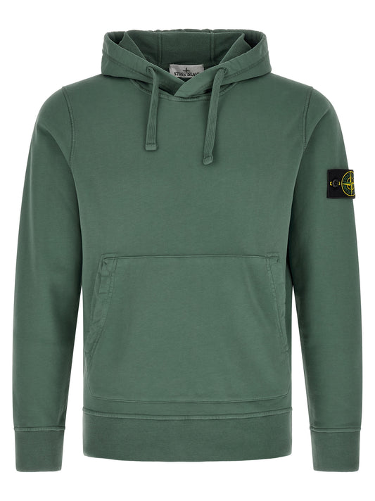 Sweatshirt Hoodie by Stone Island for men in organic cotton bicolour & green features a edgy silhouette, detailed with a edgy hooded neckline and for a refined finish.