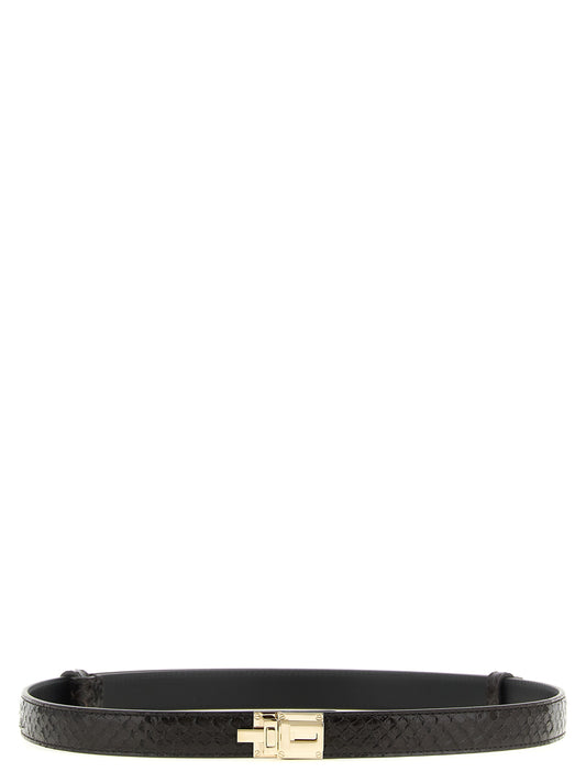 Belt by Tom Ford for women in calfskin python leather brown, gold & print features a versatile silhouette, artfully showcasing the versatile design of the Calfskin Python Leather Belt for a sophisticated, premium finish.