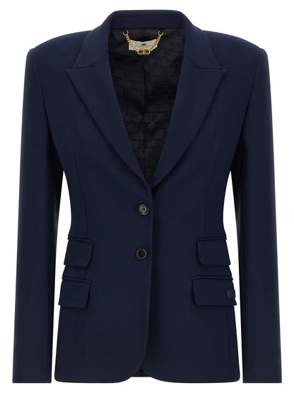 Elisabetta Franchi Blue Polyester Blazer