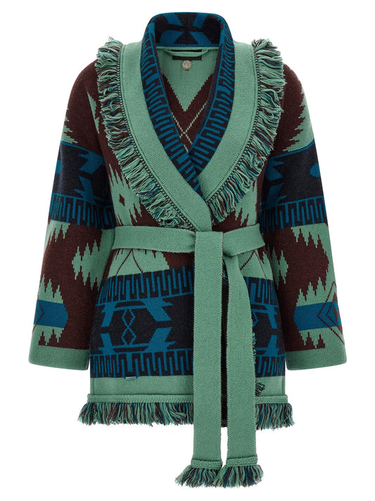 Cardigan by Alanui for women in cashmere multicolor, patterned & jacquard features an crisp silhouette, showcasing a sophisticated wrap shawl-collar neckline and detail for a truly crisp finish.