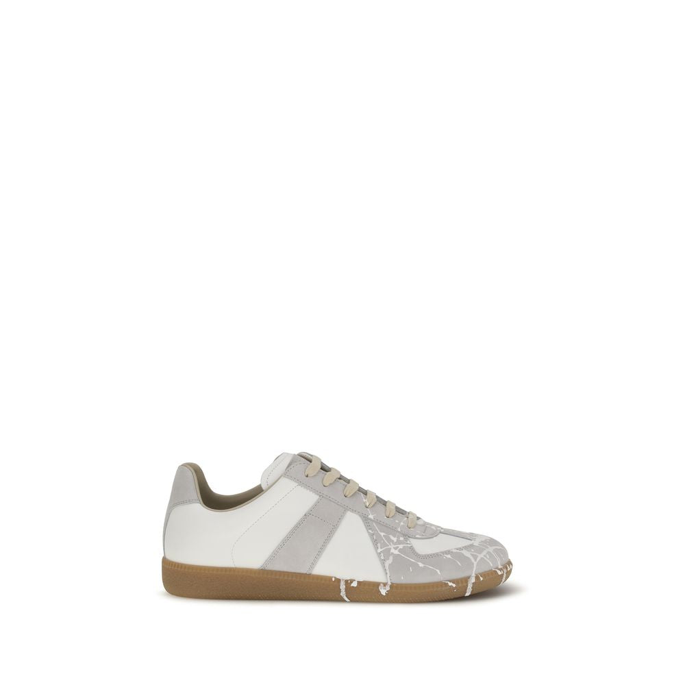 Maison Margiela Men's Low Top Bos Taurus Calf Suede Leather Sneakers - Gray Signature