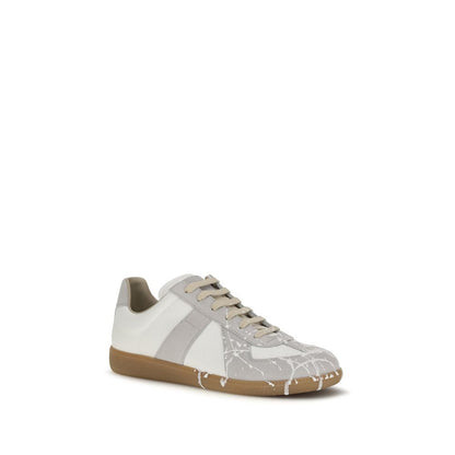 Maison Margiela Men's Low Top Bos Taurus Calf Suede Leather Sneakers - Gray Signature