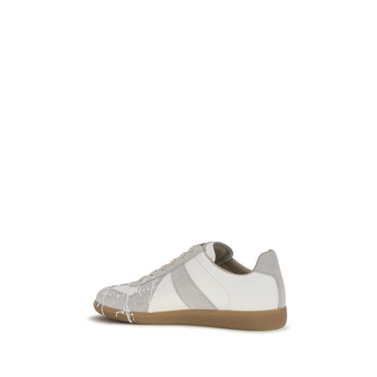 Maison Margiela Men's Low Top Bos Taurus Calf Suede Leather Sneakers - Gray Signature