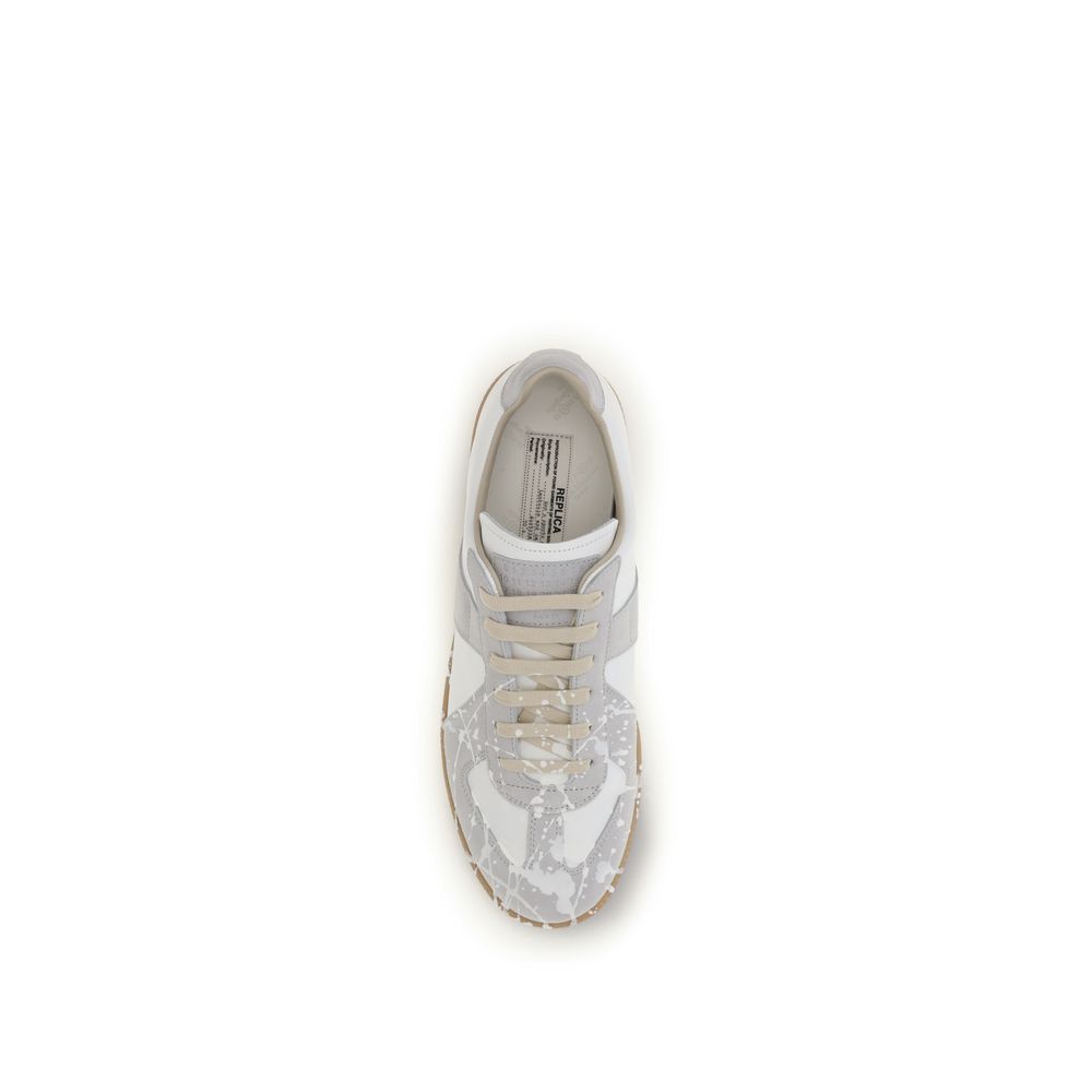 Maison Margiela Men's Low Top Bos Taurus Calf Suede Leather Sneakers - Gray Signature
