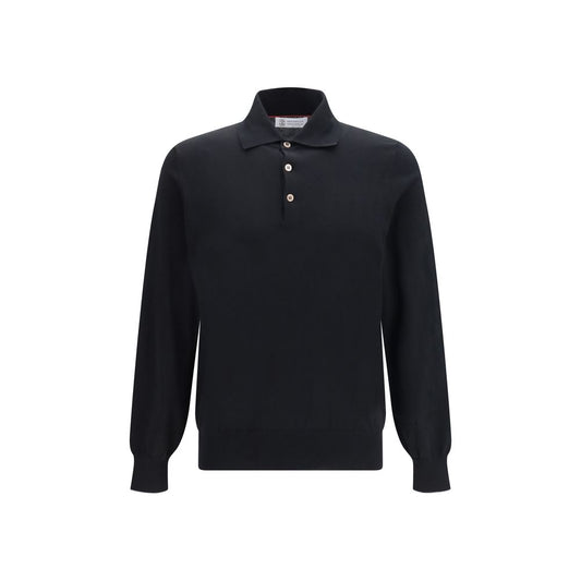 Brunello Cucinelli Black Cotton Long Sleeve T-Shirt