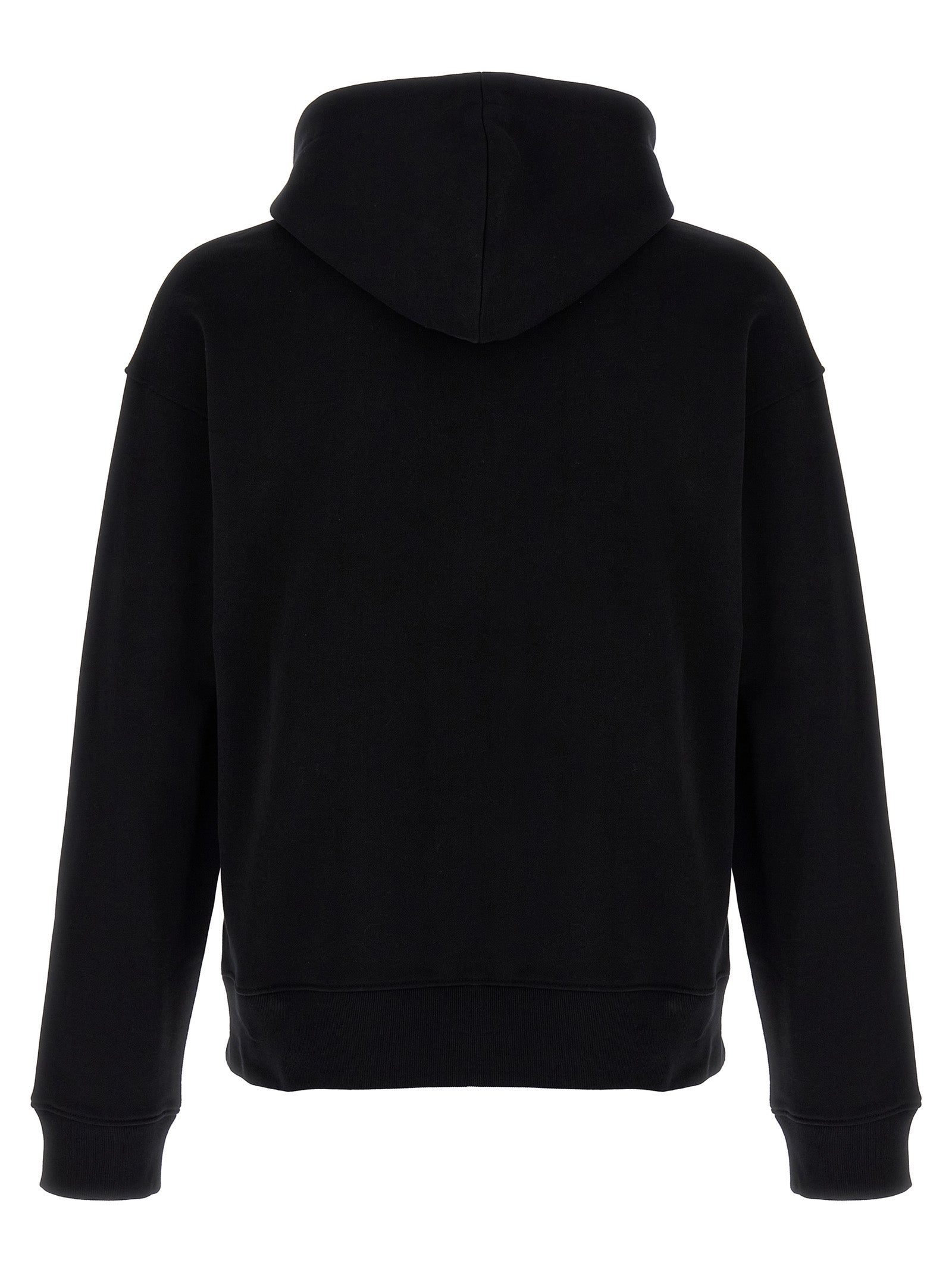 Sweatshirt Hoodie by Moschino for men in cotton black & print features a authentic silhouette, showcasing a sophisticated hooded neckline and authentic detail for a refined finish.