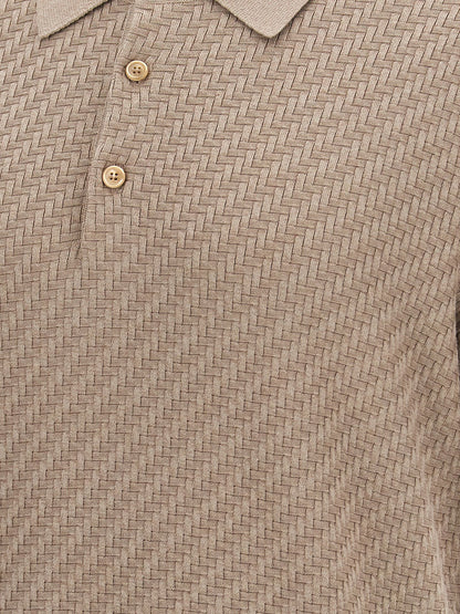Brioni Beige Cotton Polo Shirt