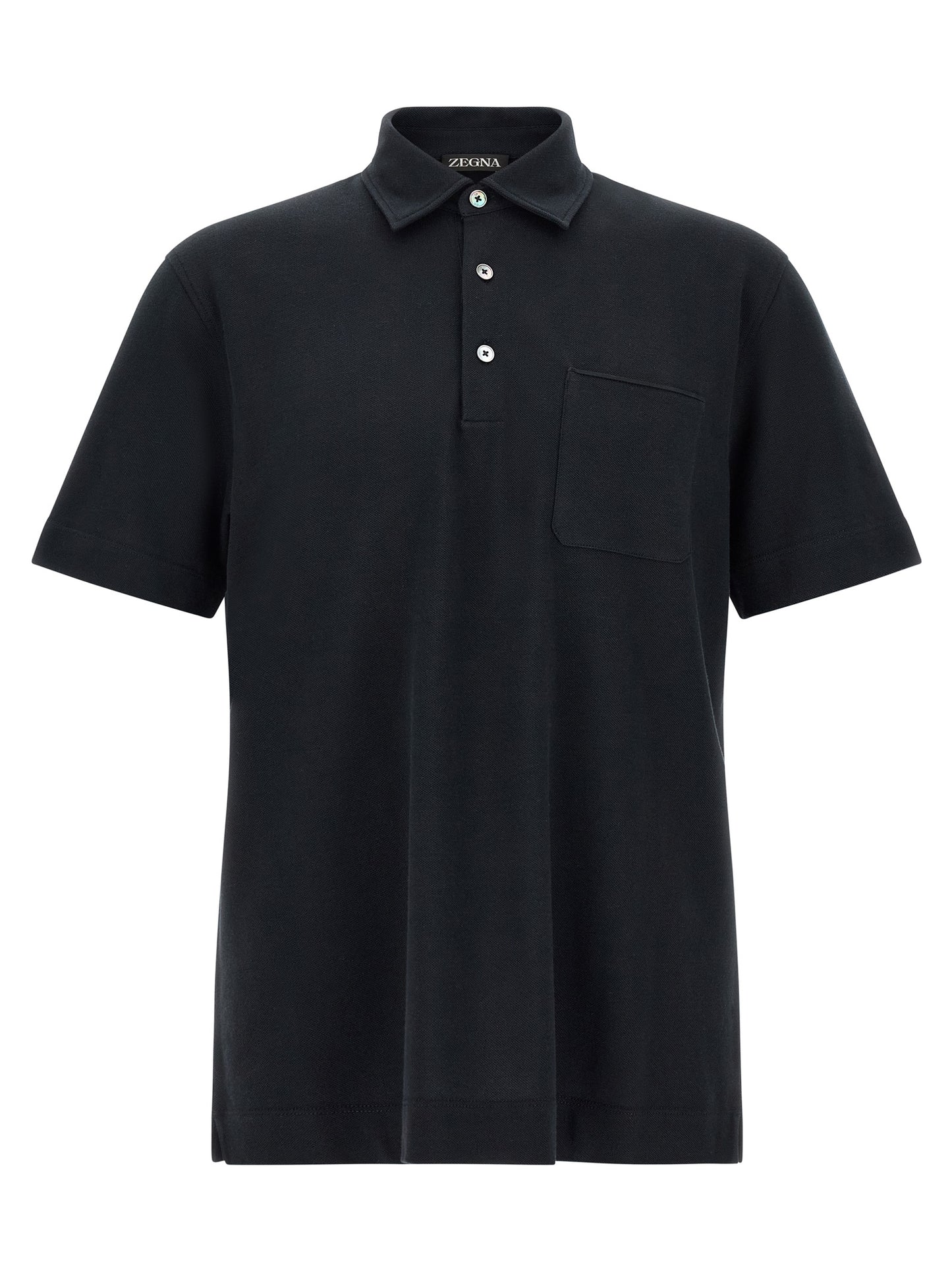 ZEGNA Blue Cotton Polo Shirt