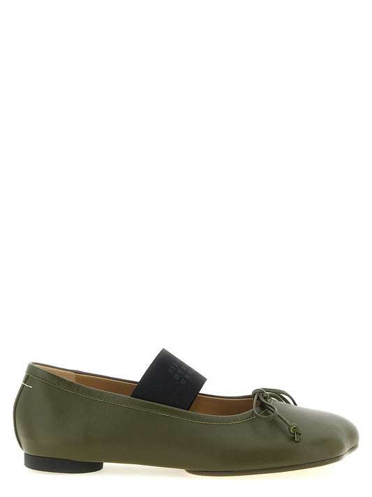 Ballet Flat Shoes by MM6 Maison Margiela for women in lambskin leather bicolour, black, green, olive & white presents a impeccable silhouette as Women's Lambskin Leather Ballet Flat Shoes, artfully designed with a and a impeccable for a refined, upscale finish.
