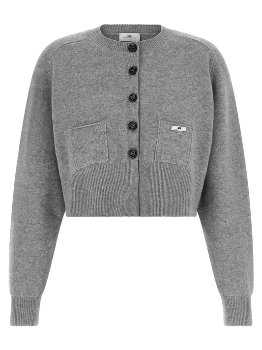 Elisabetta Franchi Gray Wool Cardigan