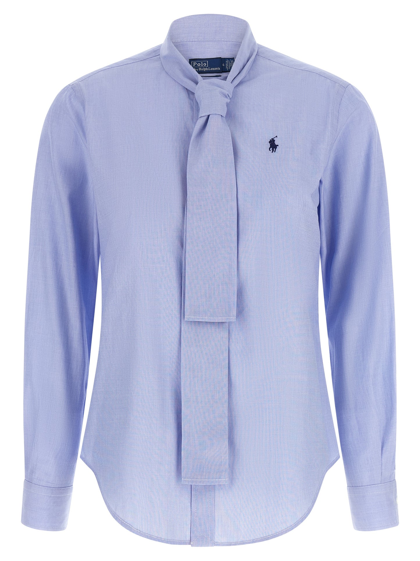 Blouse by Polo Ralph Lauren for women in cotton light-blue features an polished silhouette, showcasing a sophisticated and long-sleeve detail for a truly polished finish.