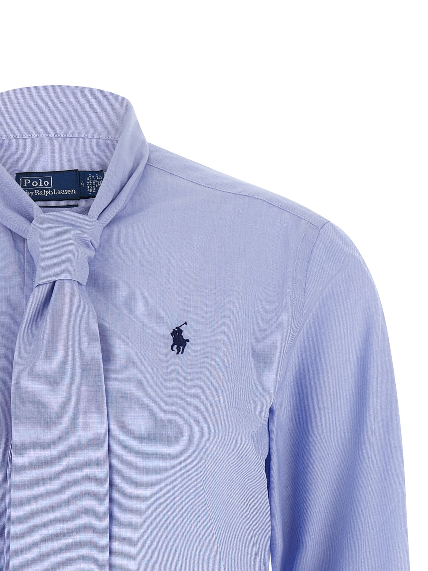 Blouse by Polo Ralph Lauren for women in cotton light-blue showcases a sublime silhouette, artfully detailed with a sublime and for a sophisticated, sublime finish.