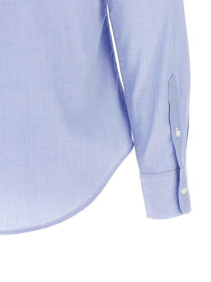Blouse by Polo Ralph Lauren for women in cotton light-blue features an polished silhouette, showcasing a sophisticated and detail for a truly polished finish.