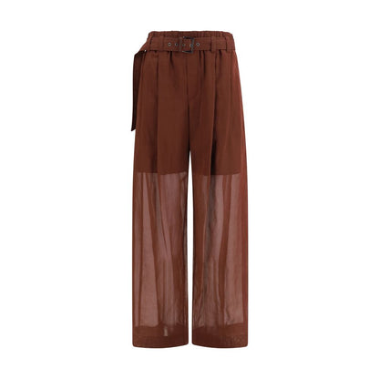 Casual Pants by Brunello Cucinelli for women in cotton & silk brown features an refined tailoring silhouette, showcasing a premium regular-fit with a and long cut for a refined tailoring look.