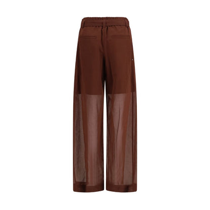 Casual Pants by Brunello Cucinelli for women in cotton & silk brown features a polished silhouette with a polished regular-fit, reaching a polished long and finished with a polished .