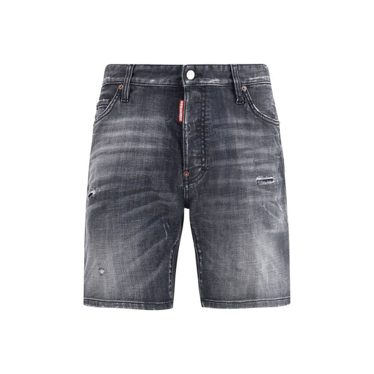 Denim Shorts by Dsquared² for men in stretch denim cotton black features an utilitarian chic regular-fit with a short and , creating a utilitarian chic silhouette perfect for elevated casual styling.